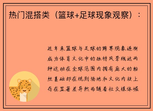 热门混搭类（篮球+足球现象观察）：